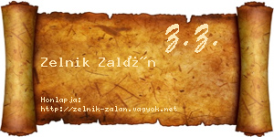 Zelnik Zalán névjegykártya